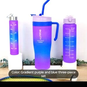 3pcs 46oz/27oz/9.5oz Gradient Color Large Capacity Water Bottle, 1360ml/800ml/28